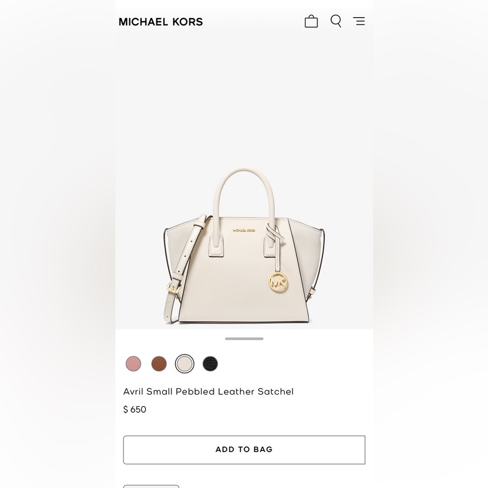 Michael Kors Avril Small Pebbled Leather Crossbody Satchel